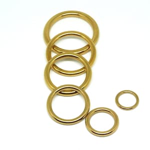 真鍮シームレスゴールドリング高級レザーバッグハンドルOリングループ内寸12mm～32mm