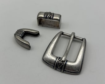 Hebilla de plata antigua, hebilla occidental con pasador, punta de 25 mm
