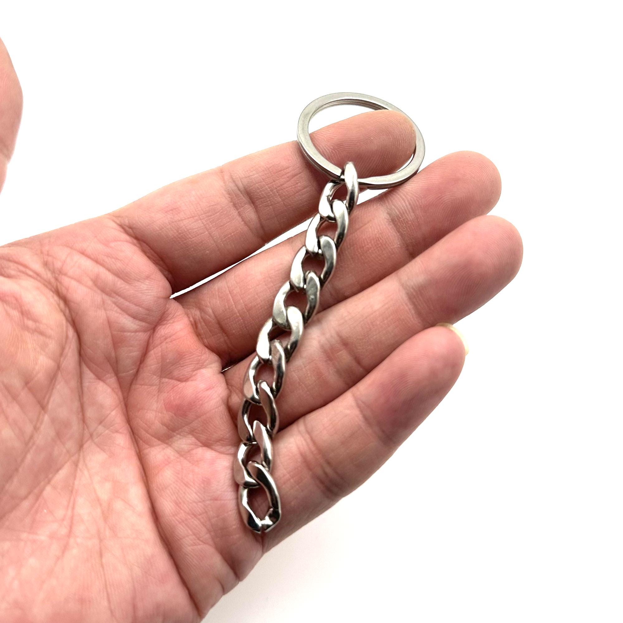 Chain Type Key Ring, Stainless Figaro Chain 9mm Keychain Extension - Etsy