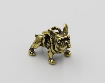 Llavero de bulldog de latón, regalo para niños, colgante con dije de perro
