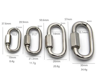 Oval Stainless Carabiner Screw Lock Backpack Fast Clasp Clip Rope Carabiner M3/M4/M5/M6