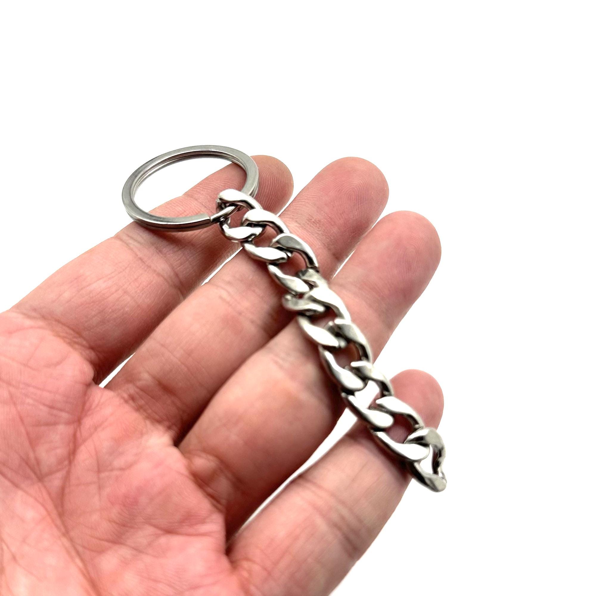 Chain Type Key Ring, Stainless Figaro Chain 9mm Keychain Extension - Etsy