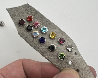 Remaches de botón de latón con accionamiento por martillo de diamantes de imitación, 12 colores