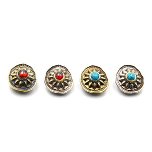 Lot De 6 Couvre-boutons Aspect Argent Sterling - Style Concho - Taille 3/4 Pouce - Occasion
