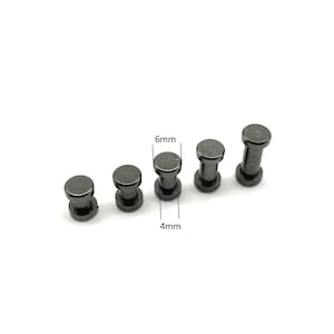 Rivetti a vite Chicago neri con cappuccio da 6 mm Rivetti per rilegatura con bottoni a vite in pelle, altezza da 4 mm a 10 mm
