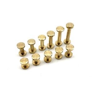 Rivetti Chicago in ottone Rivetti con rilegatura in pelle Borchie a vite con cappuccio da 10 mm, altezza da 3 mm a 30 mm