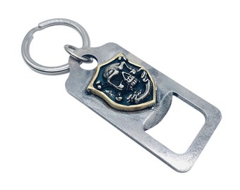 Stainless Bottle Opener Keyring,Men's Keychain Gifts,Skull Beer Bottle Opener