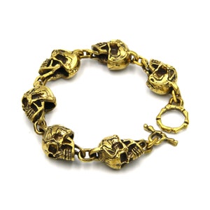 Brass Skull Link Bracelets Men&#39;s Fashion Jewelry,Biker&#39;s Bracelet