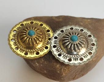 Baroque Style Turquoise Concho Rivets For Leather Goods Embellishment