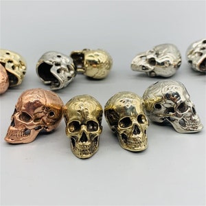 Brass Skull Charm,Paracord Skull Beads,Knife Lanyard Bead 3 Holes