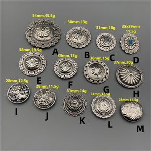 925 Sterling Silver Concho,Screw Rivet Button,Leather Bag Decoration Accessories