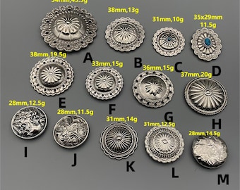925 Sterling Silver Concho,Screw Rivet Button,Leather Bag Decoration Accessories