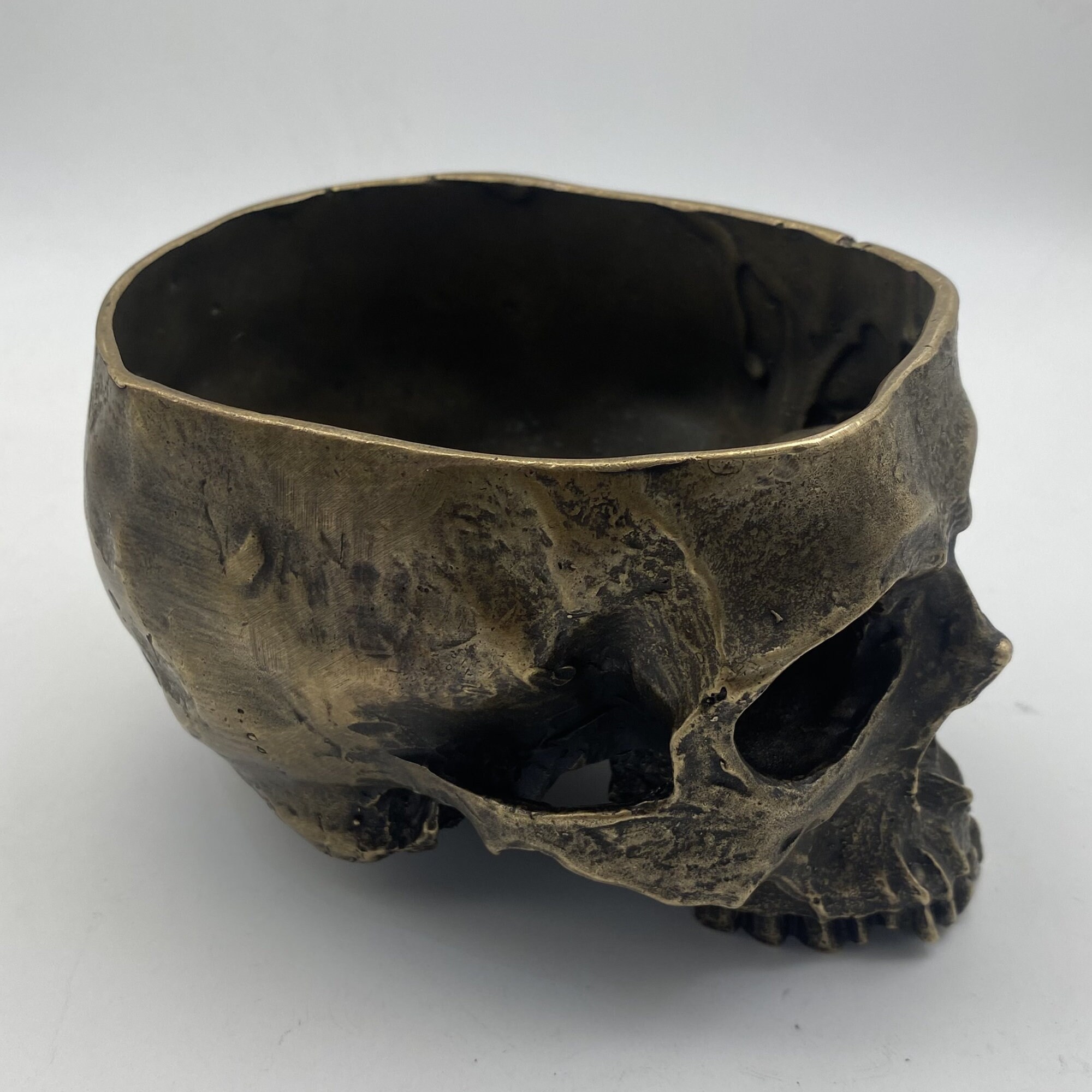Conteneur tte de mort en bronze, plateau  cigares crne, cendrier  d'artiste crne - Etsy France