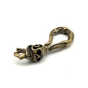 Brass Skull Keychain Biker Hook Key Holder Manager