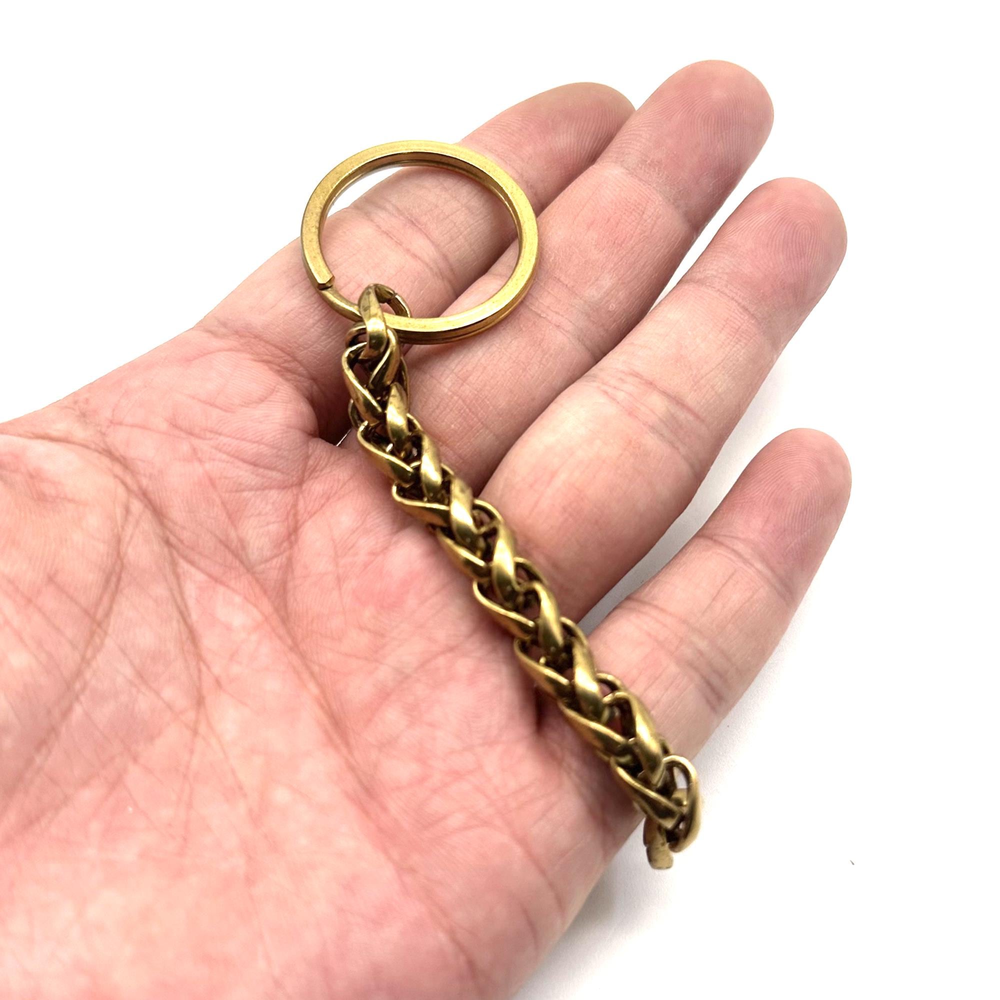 Set Di 3 Portachiavi Joyzol In Ottone Massiccio A Forma Di Gancio Da Pesca. Include 4 Anelli Portachiavi. Ideale EDC Per Cintura, Borsa O Zaino. Tre Misure.