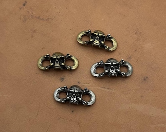 Cierre de cordones de cuero con forma de calavera para atar botas, 2 unidades/par