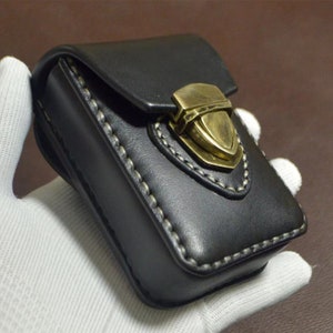 Leather Cigarette Case Belt Holder Hand Sewing Tobacco Cover,Mens Gifts Cigarettes Cover Handmade