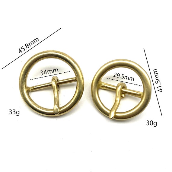 Round Brass Buckle Women Gold Leather Belt Buckle Closure