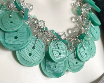 Seafoam - Button Necklace & Earring Set