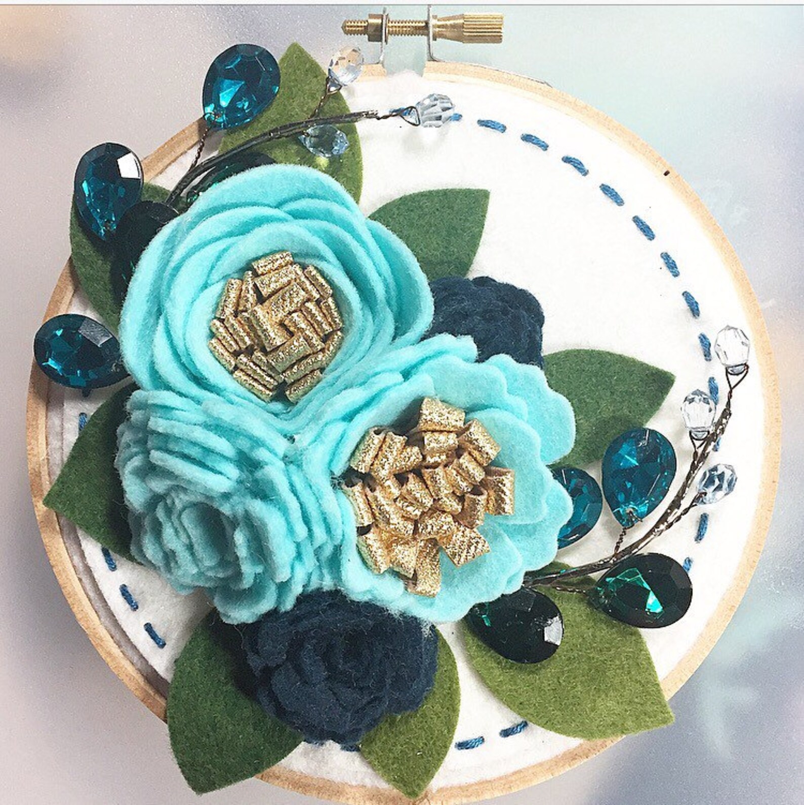 Felt Flower Garden Embroidery Hoop Art Etsy