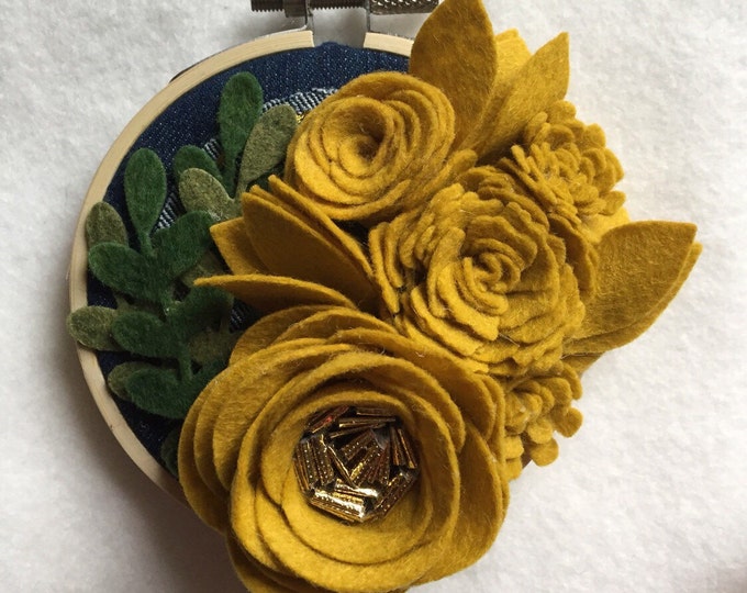 Felt Flower Garden Hoop Art Etsy