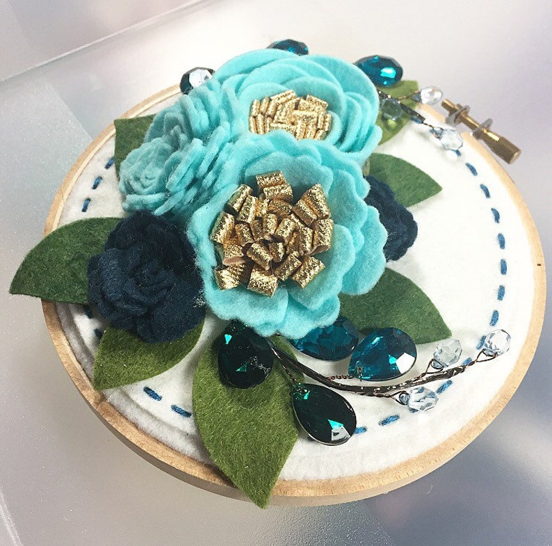 Felt Flower Garden Embroidery Hoop Art Etsy