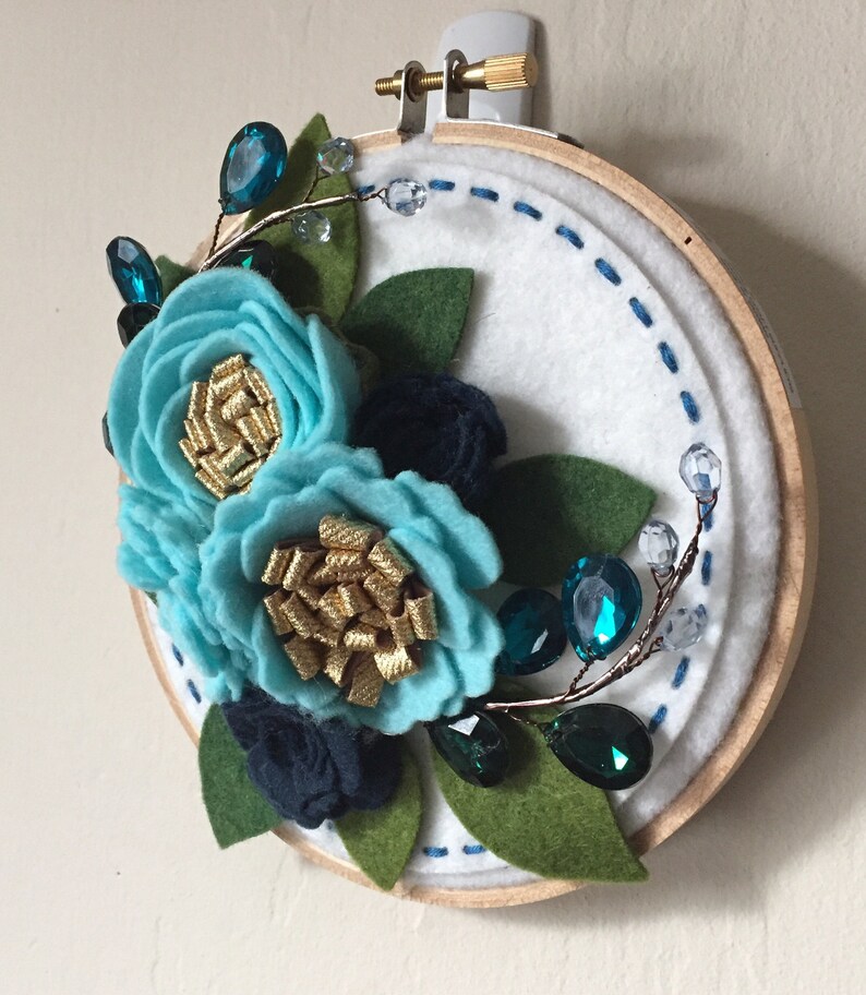 Felt Flower Garden Embroidery Hoop Art Etsy