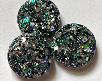 Chunky Glitter Buttons - Set of 3 Size 25mm / 1 inch