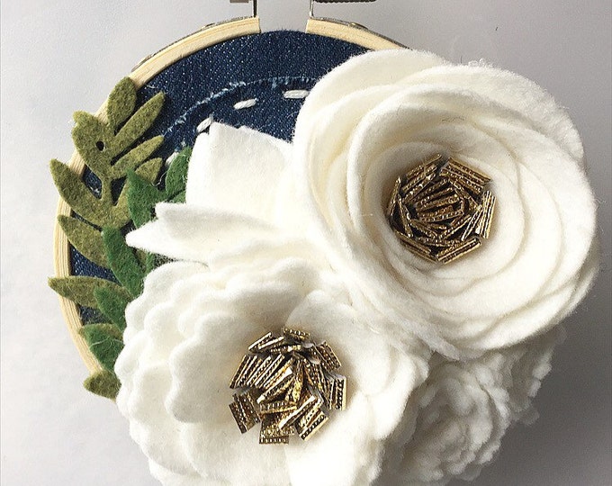 Felt Flower Garden Hoop Art Etsy