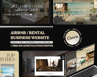 AirBnb Rental Website, Vacation Rental Website, Rental Property Website Template, House Rules, AirBnb Website Direct Booking, Canva Website