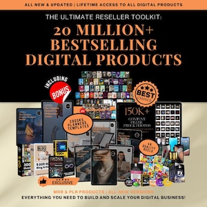 20+ Million Digital Product Bundle Resell MRR PLR, Make Money Online, Business Ideas DFY, Digital Marketing, Video Editing, e-Book Guide