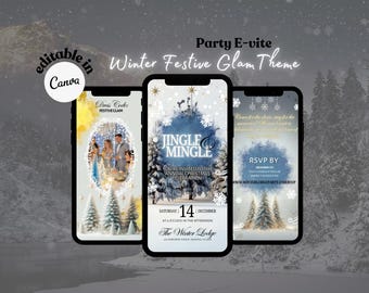 Winter Christmas Party Evite, Winter Party Invite, Digital Party Invite, Christmas Dinner, Editable Paperless Invitation DFY, Holiday Party