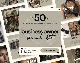 Sage Green Instagram Post Canva Templates DFY, Social Media Manager IG Templates for Small Business Owners, Aesthetic Fashion Instagram Feed