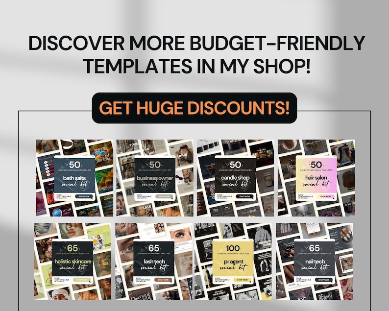 Budget-friendly social media templates shop promotion for various business types