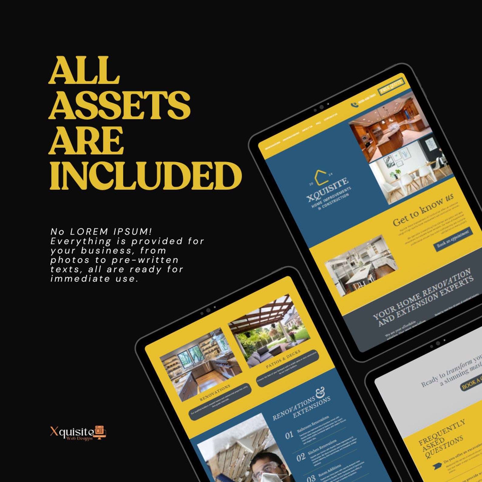Home Renovation Canva Website Template, Construction Service Website