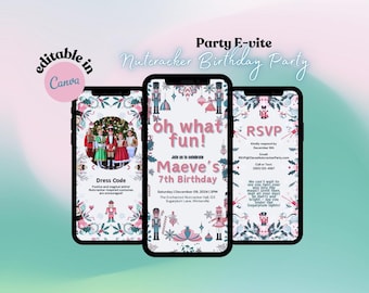 Nutcracker Online Invitation, Oh What Fun Digital Birthday Invitation, Party Invitation, Editable Kids Evite Invitation, Boys & Girls Invite