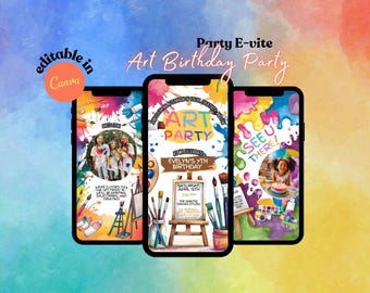 Art Party Video Birthday Invite, Art Birthday Party Digital Invite, Artsy Party Evite DFY, Editable Kids Birthday, Evite for Boys And Girls