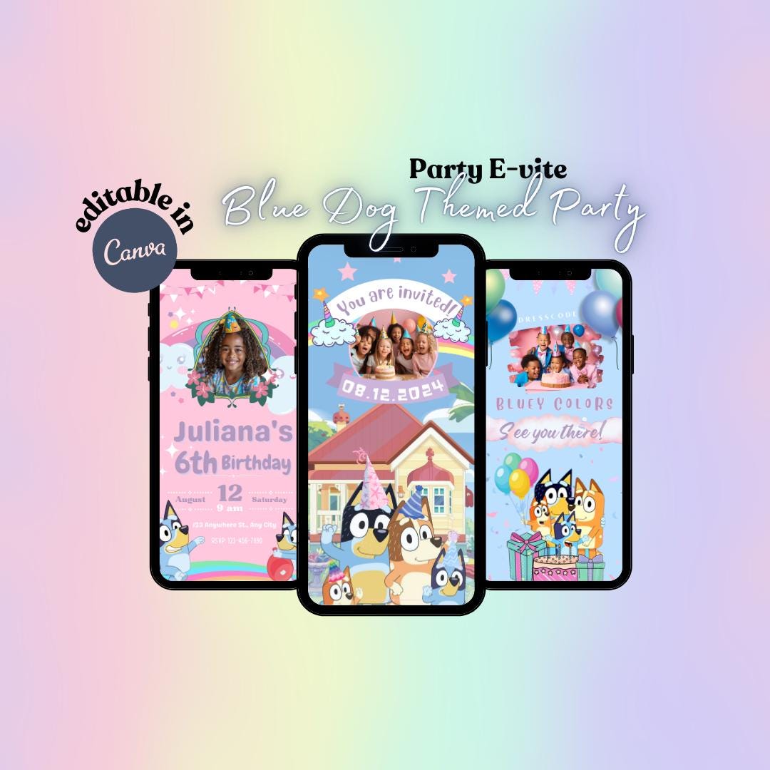 Blue Dog Party Invite (Boys & Girls)