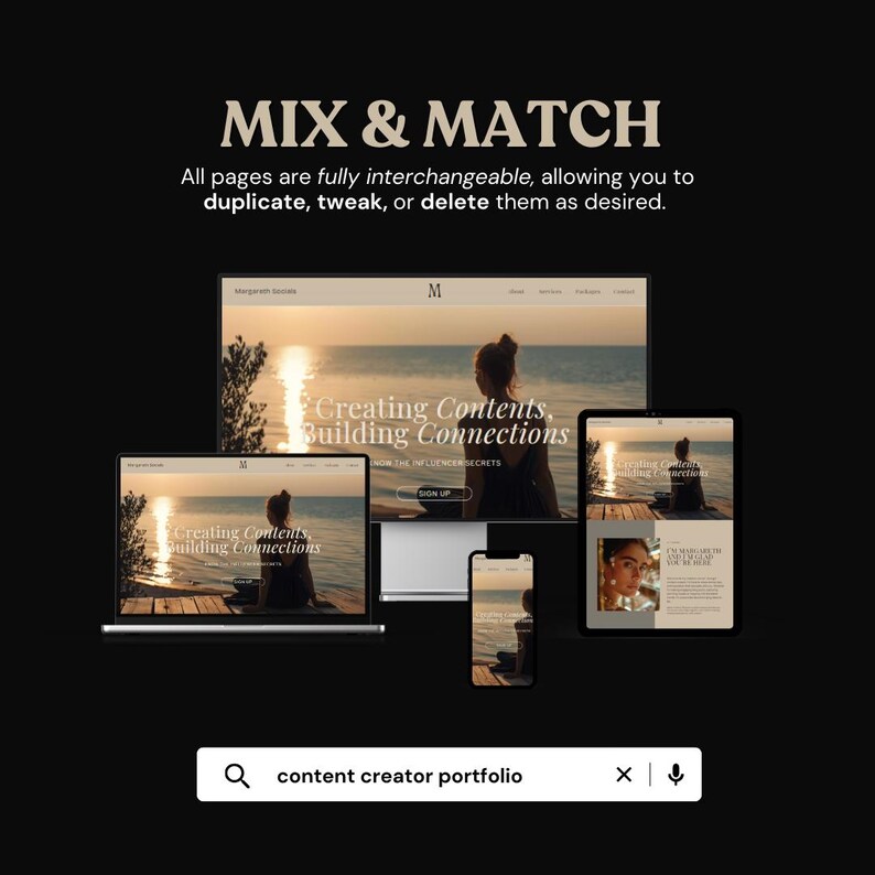 Content Creator Website Template, Canva Website for Influencer ...