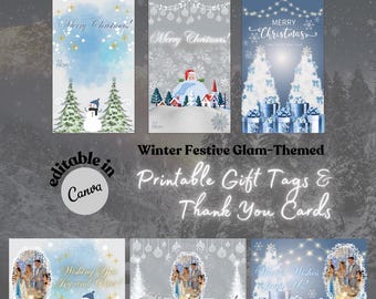 Winter Wonderland, Custom Party Gift Tags, Thank You Card Ideas, Snowflake Party Tags, Custom Party Tags, Snowy Christmas Party Hang Tags