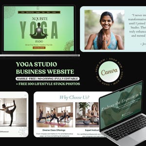 Yoga Canva Website Template, Website Template for Yoga Studio, Meditation, Healing & Spirituality Business Website, Fitness Website Design