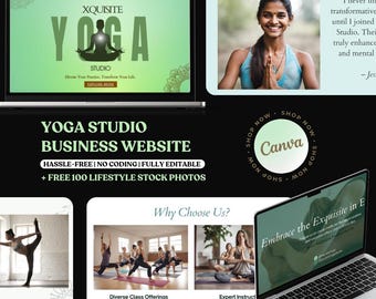 Yoga Canva Website Template, Website Template for Yoga Studio, Meditation, Healing & Spirituality Business Website, Fitness Website Design