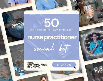 Nurse Practitioner Canva Templates, Nurse Social Media, Medical IG Feed, Nursing School, Digital Marketing for Registered Nurse, IG Story