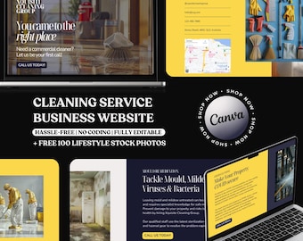 Cleaning Service Website, Commercial Cleaning Website, Cleaning Business Website Template, Website Theme, Responsive Website, Canva Website