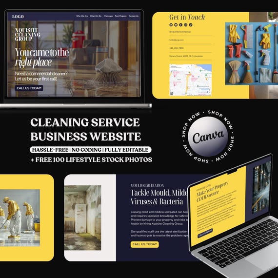 Cleaning Service Website, Commercial Cleaning Website, Cleaning Business Website Template, Website Theme, Responsive Website, Canva Website