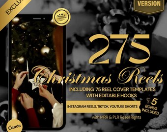 Holiday Marketing Reels with MRR PLR, Winter Wonderland Videos for Youtube Shorts, Christmas Market Reel, Yuletide Reels Cover Templates DFY