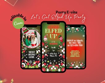 Let's Get Elfed Up Christmas Digital Party Invitation, Christmas Digital Invite, Cocktails Party DIY Invitation, Adult Party, Custom Evite