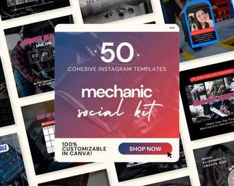 Mechanic Social Media Bundle, IG Canva Template for Auto Mechanic, Car Mechanic Instagram Story, Auto Repair Post Ideas, Social Media Sign