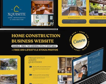 Home Renovation Canva Website Template, Construction Service Website, Editable Lead Magnet Website, Landing Page Design, Sales Page Website