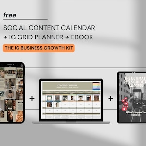 Social content calendar and Instagram business growth kit promotion with planning tools